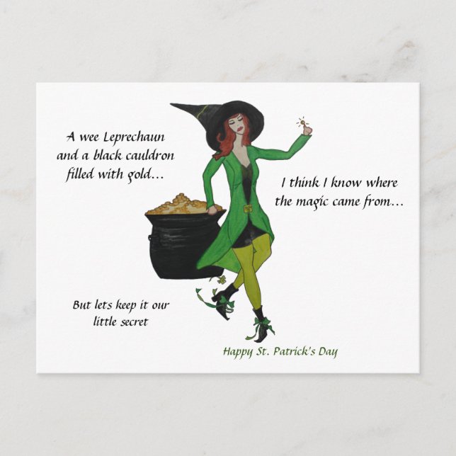St Patrick's Day-Witch magic's the gold Postcard (Front)