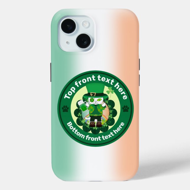 St. Patrick's Day with a Lucky One-Eyed Cat Case-Mate iPhone Case (Back)