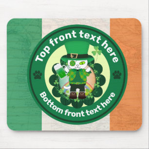 St. Patrick's Day with a Lucky One-Eyed Cat Mouse Pad