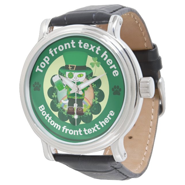 St. Patrick's Day with a Lucky One-Eyed Cat Watch (Angled)