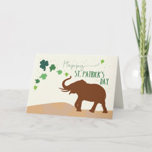 St. Patricks Day with Joyful Elephant and Shamrock Card