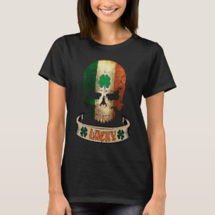 St Patrick's Day Women Men Irish Flag Skull T-Shirt