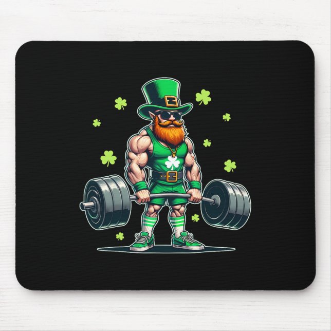 St Patricks Day Workout Weightlifting Saint Paddys Mouse Pad (Front)