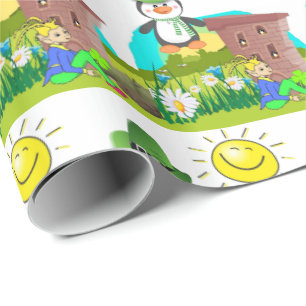 St. Patrick's Day Wrapping Paper Penguin