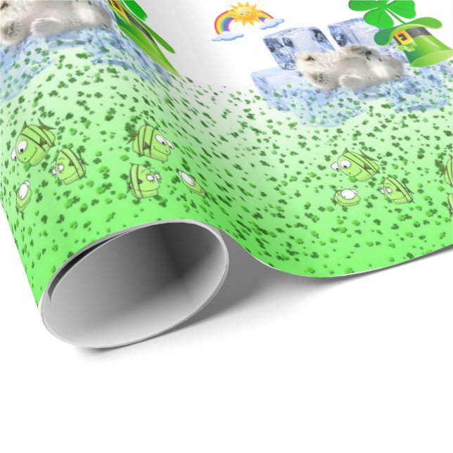 St. Patrick's Day Wrapping Paper Polar Bear (Roll Corner)
