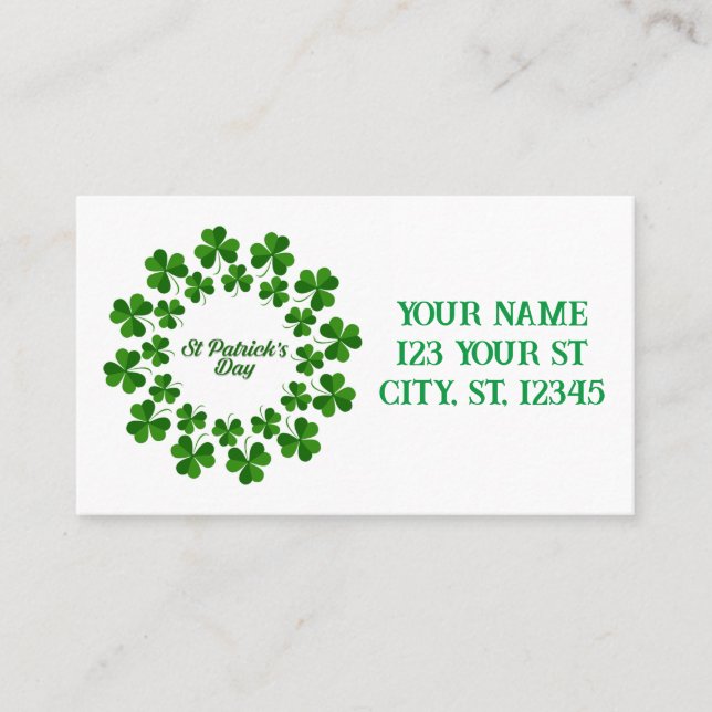 St Patrick's Day Wreath Thunder_Cove Business Card (Front)