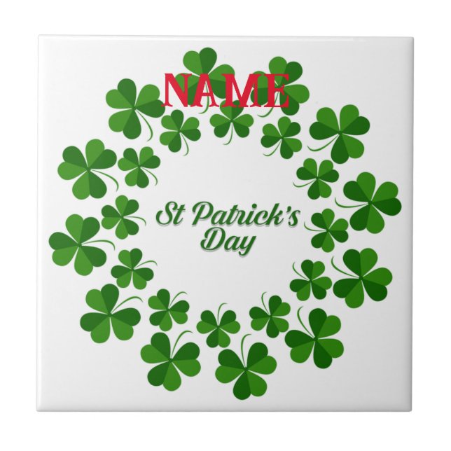 St Patrick's Day Wreath Thunder_Cove Ceramic Tile (Front)