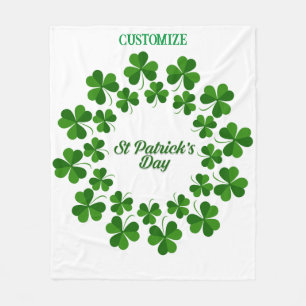 St Patrick's Day Wreath Thunder_Cove Fleece Blanket