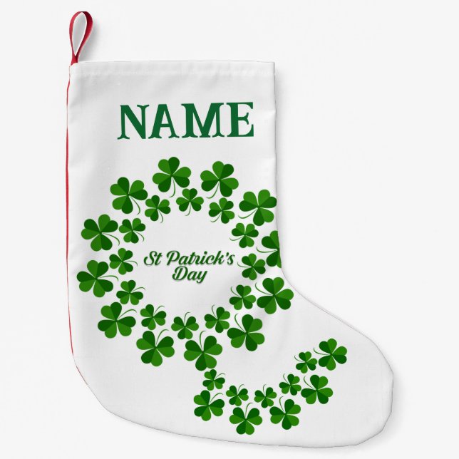 St Patrick's Day Wreath Thunder_Cove Small Christmas Stocking (Front)