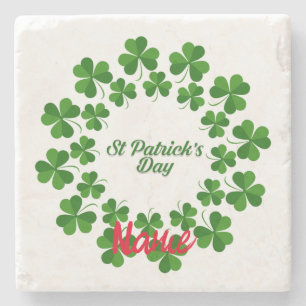 St Patrick's Day Wreath Thunder_Cove Stone Coaster