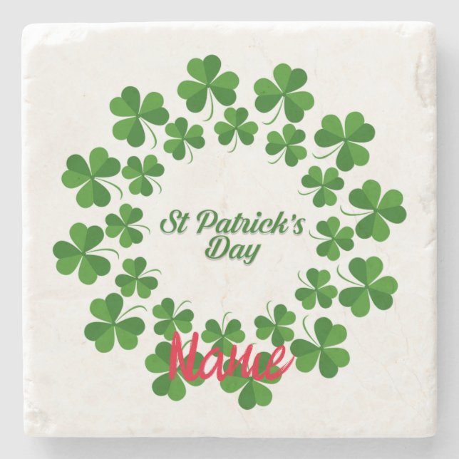 St Patrick's Day Wreath Thunder_Cove Stone Coaster (Front)
