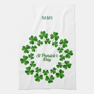 St Patrick's Day Wreath Thunder_Cove Tea Towel