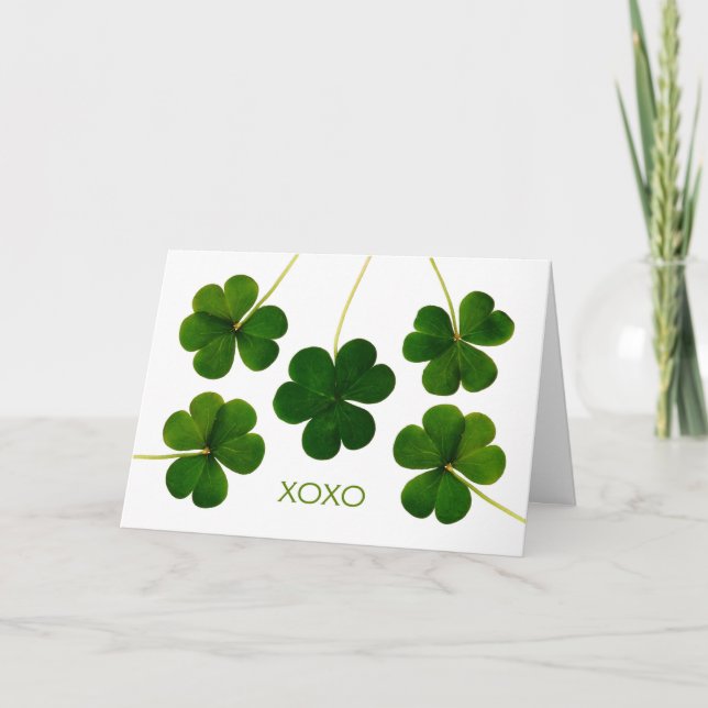 St. Patrick's Day, XOXO Lucky Shamrocks Photograph Card (Front)