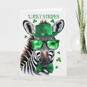 St Patrick's Day Zebra Lucky Stripes and Bagpipes Holiday Card