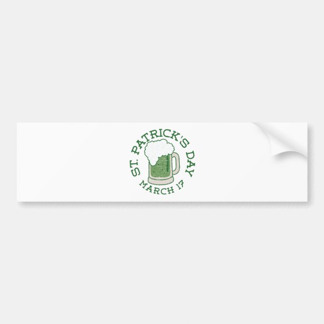 st patricks distressed green beer bumper sticker (Front)