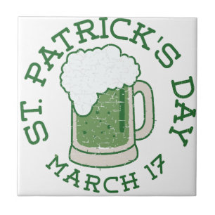 st patricks distressed green beer ceramic tile