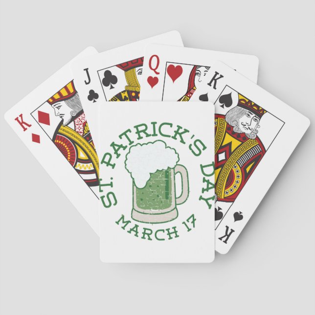 st patricks distressed green beer playing cards (Back)
