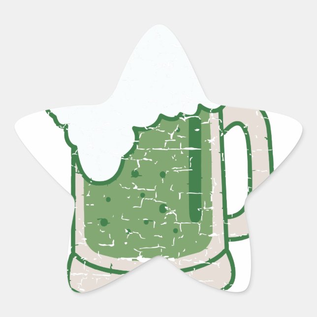 st patricks distressed green beer star sticker (Front)