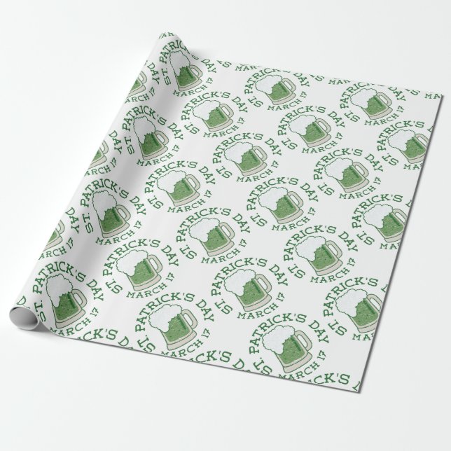 st patricks distressed green beer wrapping paper (Unrolled)