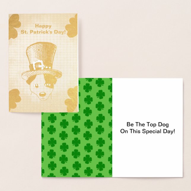 St. Patrick's Dog and Shamrocks Drawing, ZKOA Foil Card (Display)