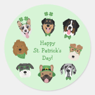 St Patricks Dog Face Pattern Classic Round Sticker