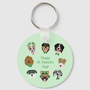 St Patricks Dog Face Pattern Key Ring