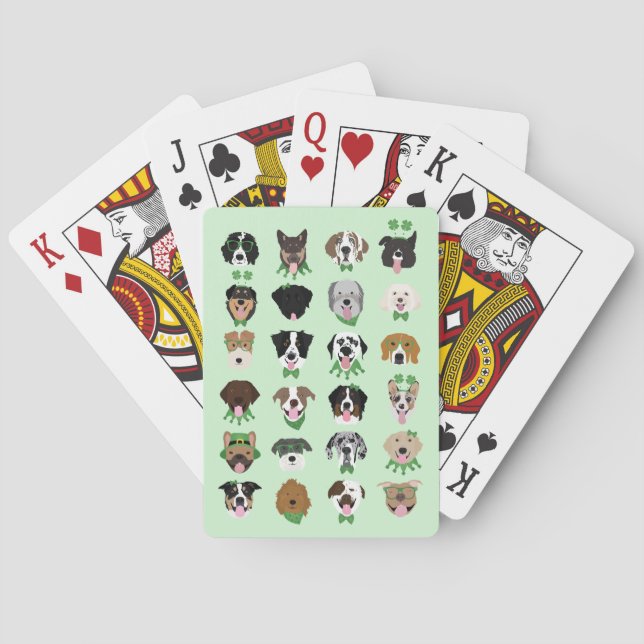 St Patricks Dog Face Pattern Playing Cards (Back)