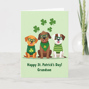St Patricks Dogs Cartoon Style Card