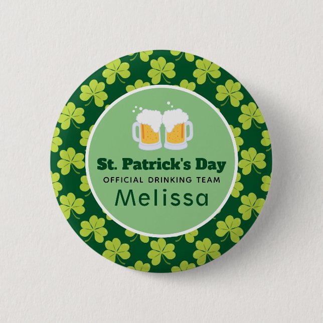 St. Patrick's Drinking Team Clover Pattern 6 Cm Round Badge (Front)