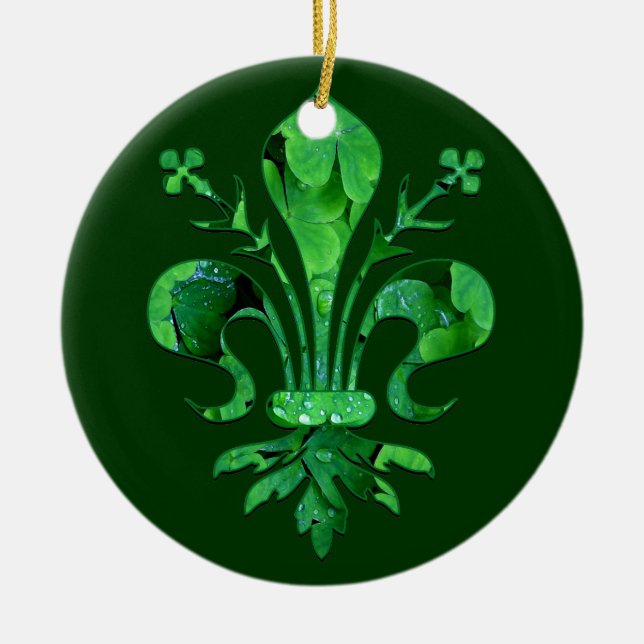St. Patrick's Fleur de lis Ceramic Ornament (Front)