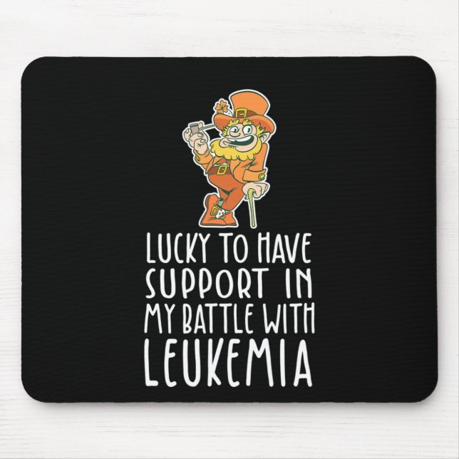 St Patricks Four Leaf Clover Leprechaun Leukaemia  Mouse Pad (Front)