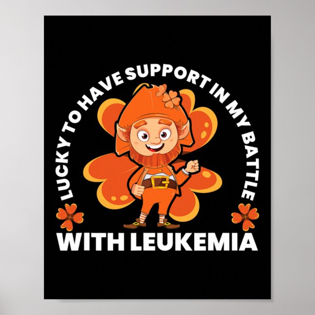 St Patricks Four Leaf Clover Leprechaun Leukaemia  Poster (Front)