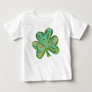 St Patricks Four Leaf Clover Watercolor Shamrock Baby T-Shirt