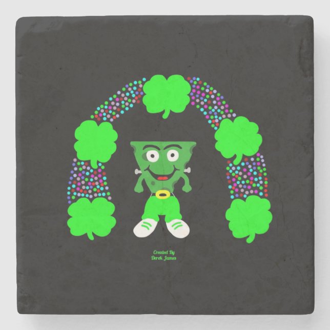 St.  Patrick's FrankenCheese Marble Stone Coaster (Front)