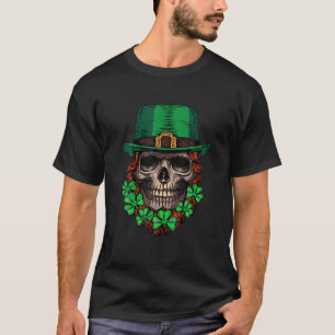St Patricks Funny Leprechaun Skull Irish Lucky T-Shirt