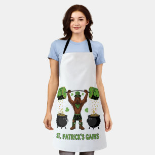 St. Patrick's Gains Funny Weightlifting Irish Sett Apron