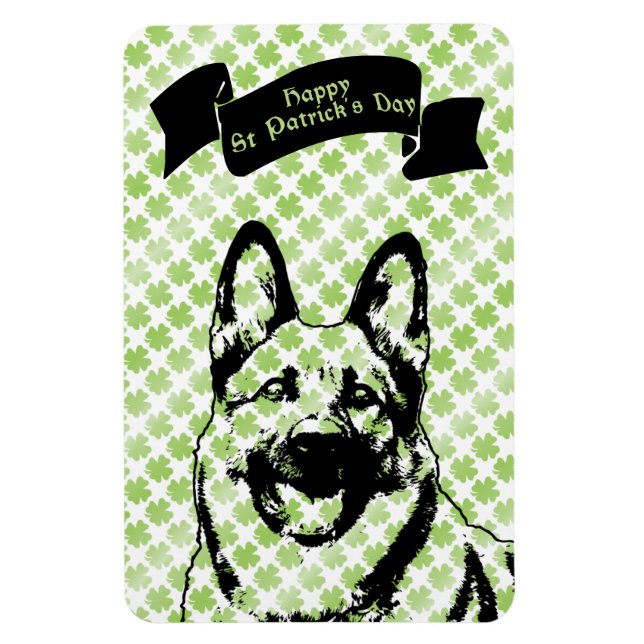 St Patricks German Shepherd Silhouette Magnet (Vertical)