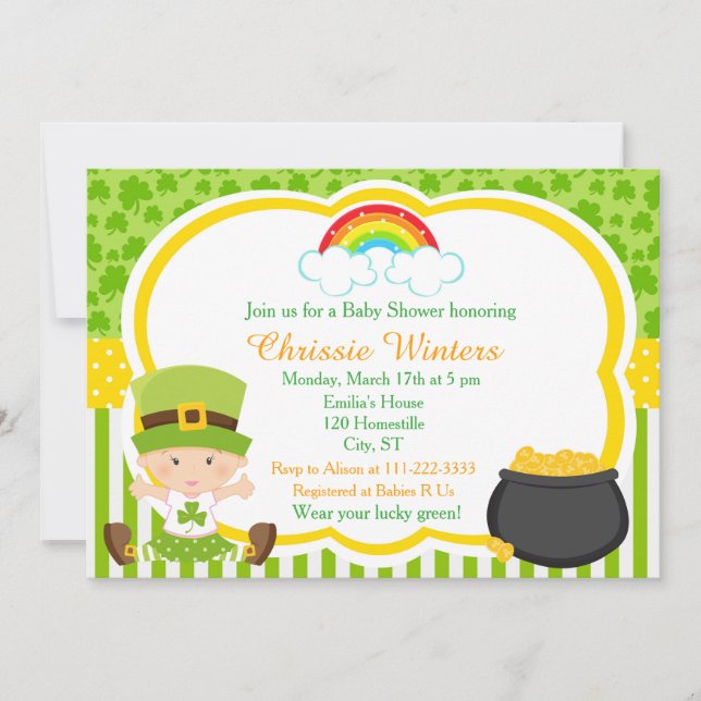 St Patricks Girl Baby Shower Party Invitation (Front)