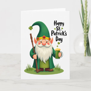 St Patricks Gnome Clover Pattern Card