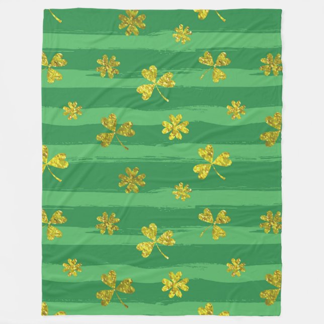 st patricks golden shamrocks blanket (Front)