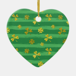st patricks golden shamrocks ceramic ornament