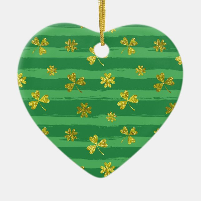st patricks golden shamrocks ceramic ornament (Front)