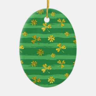 st patricks golden shamrocks ceramic ornament