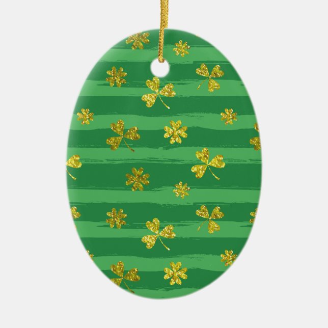 st patricks golden shamrocks ceramic ornament (Front)