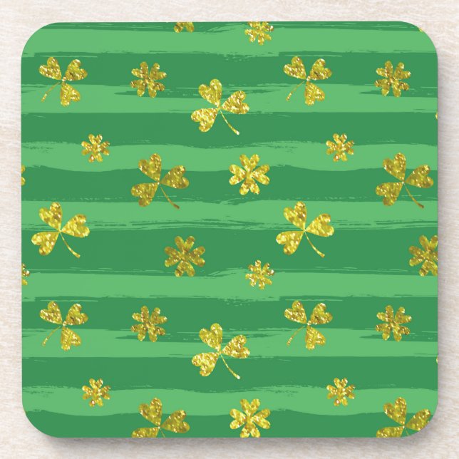 st patricks golden shamrocks coaster (Front)