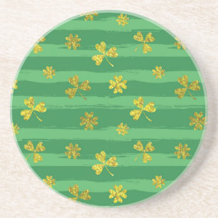 st patricks golden shamrocks coaster