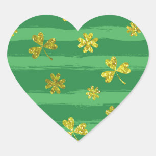 st patricks golden shamrocks heart sticker