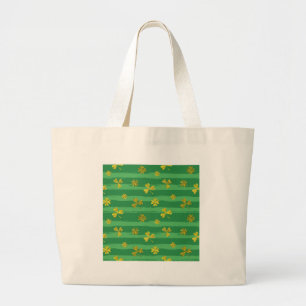 st patricks golden shamrocks large tote bag