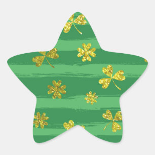 st patricks golden shamrocks star sticker