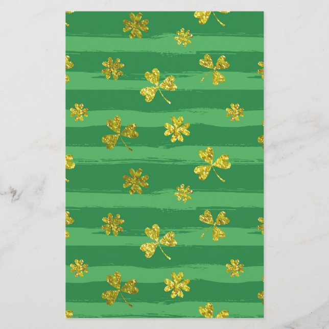 st patricks golden shamrocks stationery (Front)
